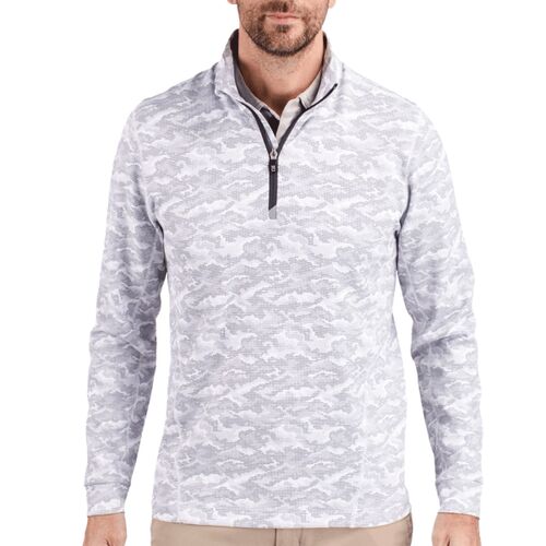 Cutter & Buck Traverse Camo Print Stretch Quarter Zip Mens Pullover Thumbnail