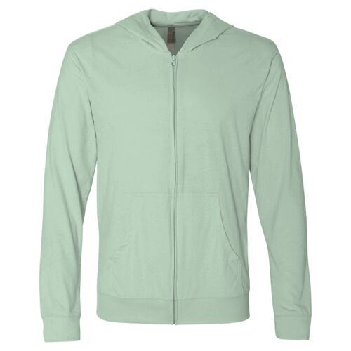 Unisex Sueded Long Sleeve Hooded Full Zip T-Shirt Thumbnail